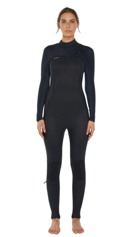 Womens HyperFreak 3/2mm Steamer Chest Zip Wetsuit - Black